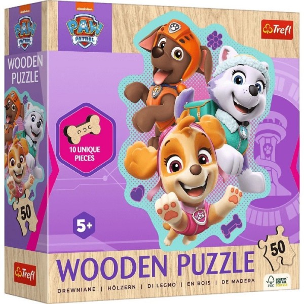 Puzzle drewniane 50 elementów Psi Patrol Wesoła gromadka piesków