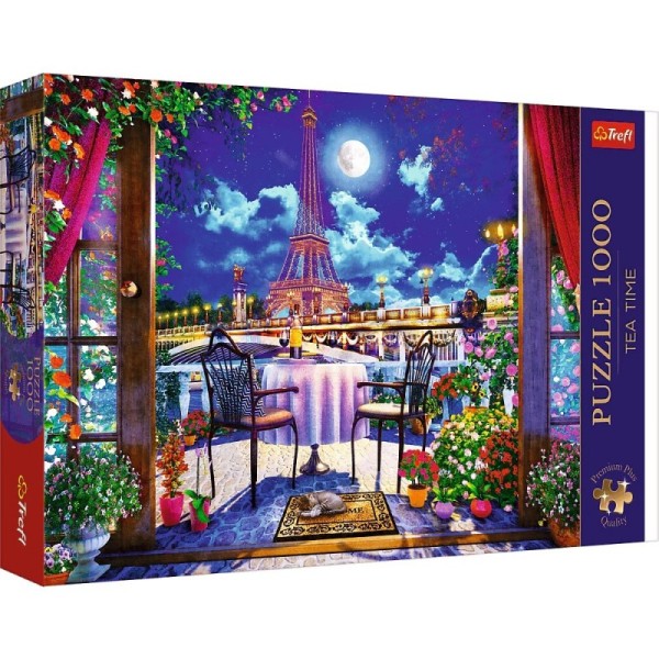 Puzzle 1000 elementów Premium Plus Paryż w blasku księżyca