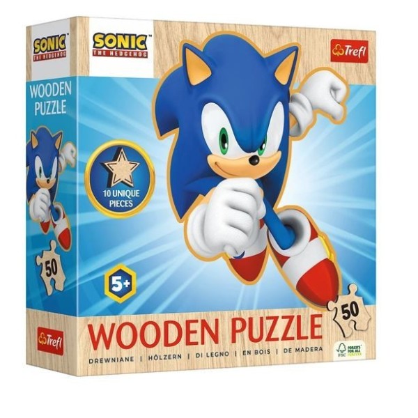 Puzzle drewniane 50 elementów Radosny Sonic