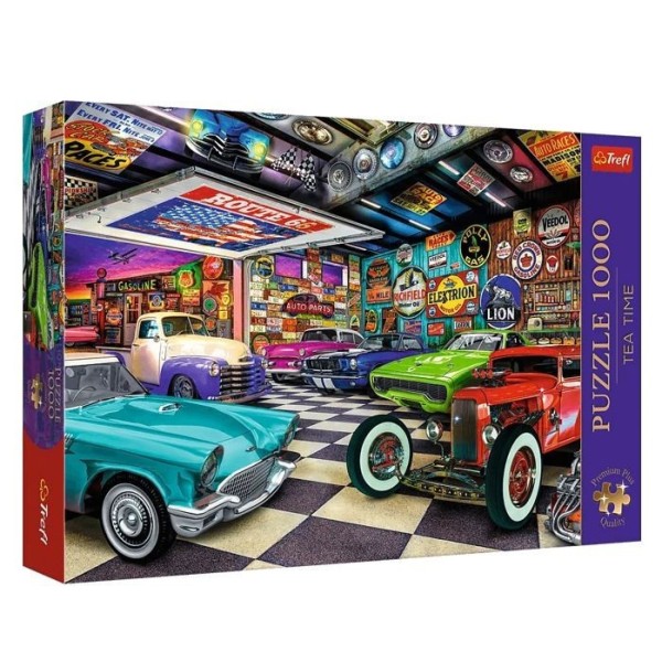 Puzzle 1000 elementów Premium Plus Garaż kolekcjonera samochodów