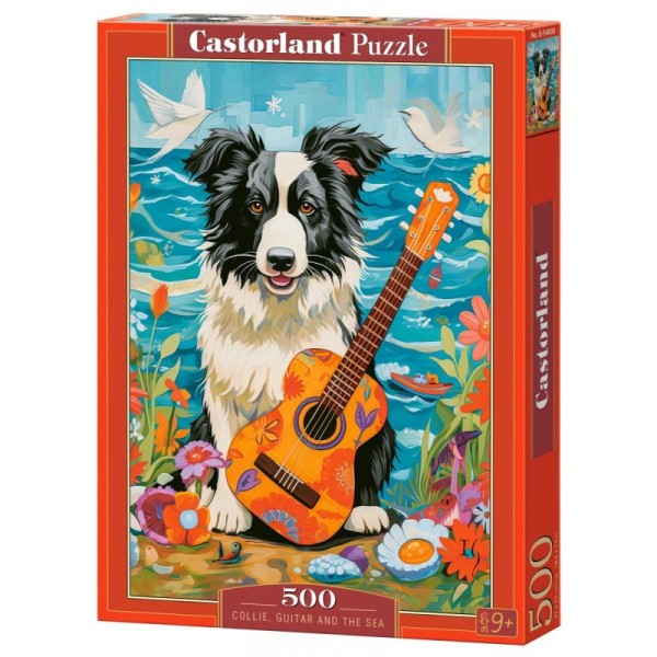 Puzzle 500 elementów Pies Collie z gitarą