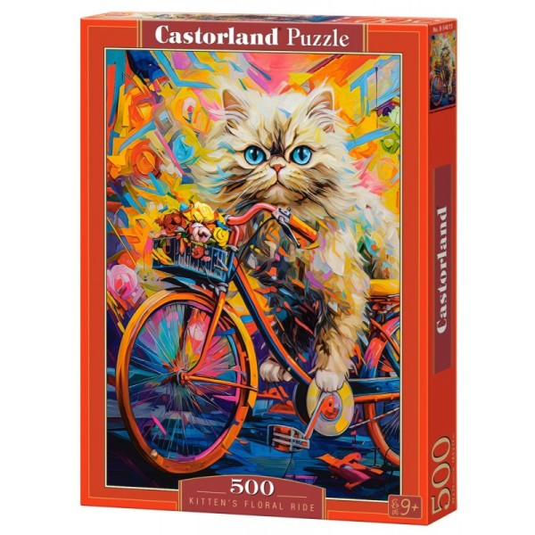 Puzzle 500 elementów Kotek na rowerze