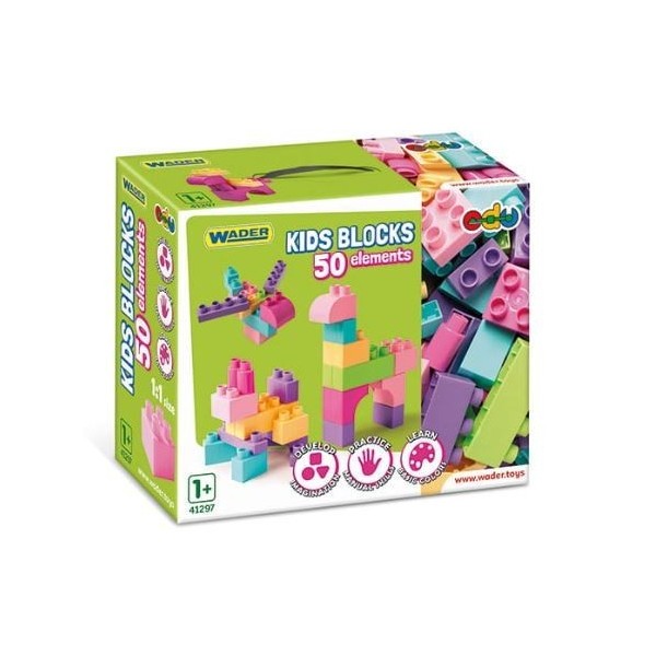 Klocki Kids Blocks 50 elementów różowe