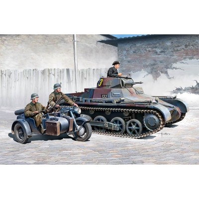 Model plastikowy German Panzer I Ausf.B & Motorcycle 1/35