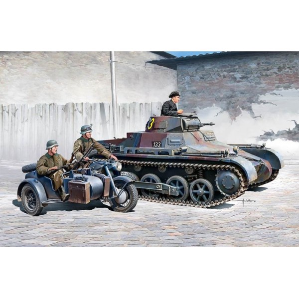 Model plastikowy German Panzer I Ausf.B & Motorcycle 1/35