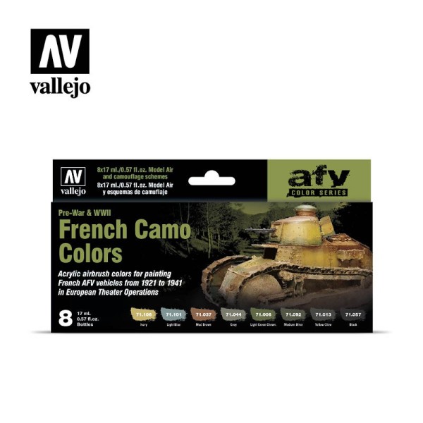 Zestaw farb Vallejo 71644 French Camo Colors Pre-War & WWII