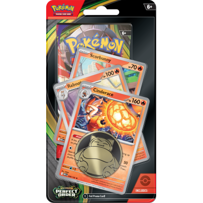 Pokémon TCG: Mega Evolution Perfect Order Premium Checklane Blister - Cinderace/Raboot/Scorbunny